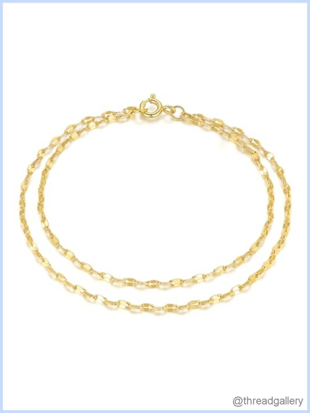 Gold Plated Layered Bracelet for Women Double Chain Mirror Link 14K Style